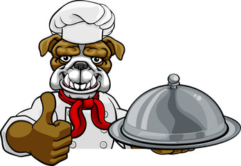 Bulldog Chef Mascot Sign Cartoon