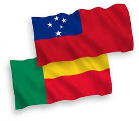 Flags of Independent State of Samoa and Benin on a white background