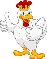 King Chicken Rooster Cockerel Bird Crown Cartoon
