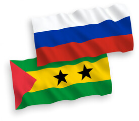 Obraz premium Flags of Saint Thomas and Prince and Russia on a white background