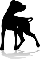 A detailed animal silhouette of a pet dog