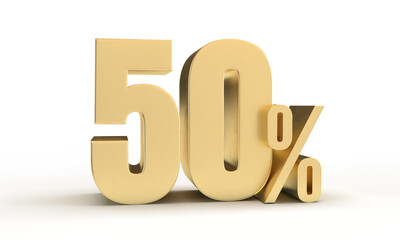 50 percent in 3d rendering isolated