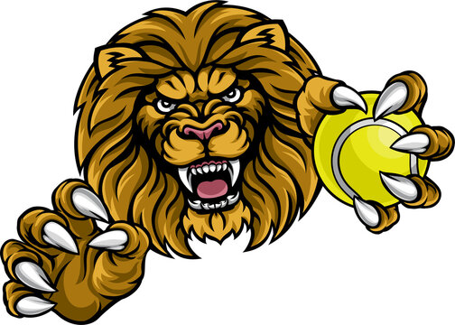 Lion Tennis Ball Sports Mascot