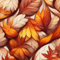 Seamless abstract autumn leaves background decoration watercolor vector