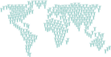 People Crowd Group World Map