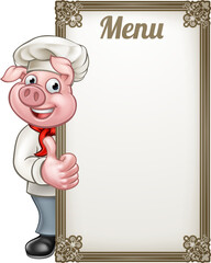 Pig Chef Cartoon Character Chef Menu
