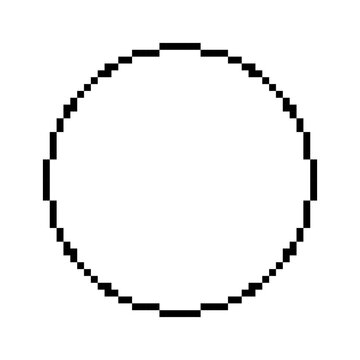 pixel circle, pixelated circular border. 8 bits. pixelart. icon can be used in video games or retro futuristic graphics. High quality photo