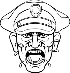 An angry policeman police officer shouting cartoon