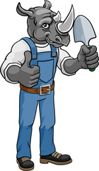 Rhino Gardener Gardening Animal Mascot