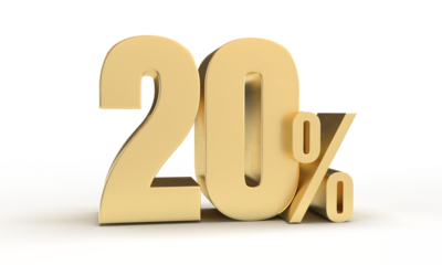 20 percent in 3d rendering isolated