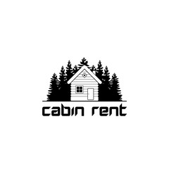 Fototapeta premium Cabin house rent logo isolated on white background