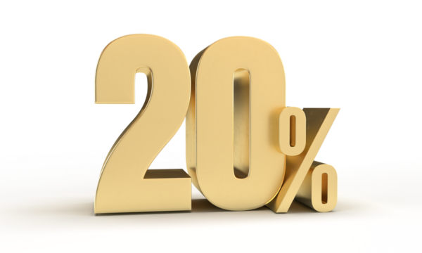 20 percent in 3d rendering isolated