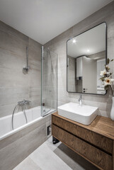 Luxury bathroom interior with bathtub