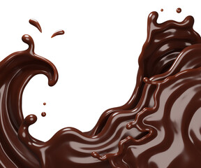 Chocolate  splash  with clipping path , 3D Rendering, 3D illustration