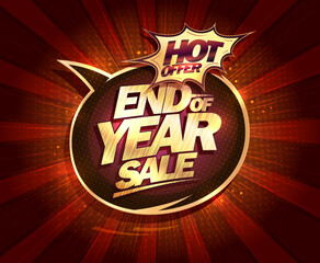 End of year sale, hot offer web banner vector design