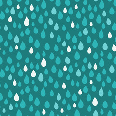 Rain drops seamless pattern. Hand drawn vector Illustration
