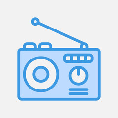 Radio icon in blue style about communication, use for website mobile app presentation