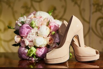 Women's wedding shoes for the bride. shoes for a holiday