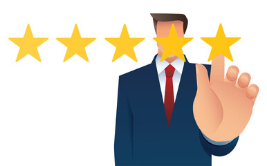 man giving five star rating