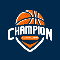 Basketball club logo. Basketball club emblem, design template on dark background