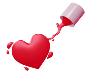 Valentine concept background, Love card, pouring paint with heart.