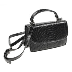 Black leather women's handbag with handles