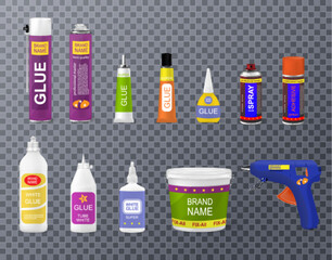 Glue Bottles Realistic Set