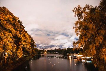 Fototapeta premium sunset over the river