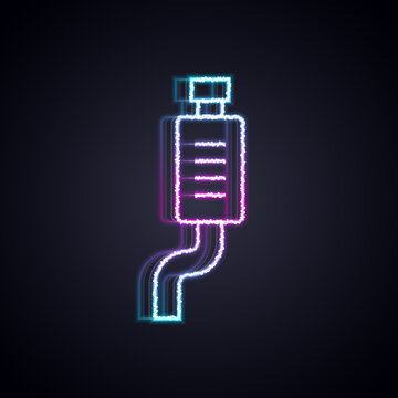 recommend clip art: Glowing neon line Car muffler icon isolated on black background. Exhaust pipe. Vector