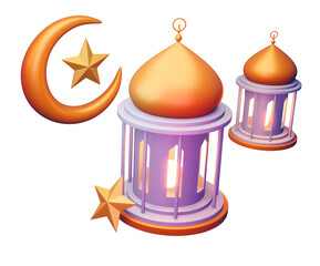 Obraz premium Ramadan Kareem background, mosque building, 3d rendering illustration.