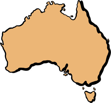 recommend clip art: doodle freehand drawing of australia map. 