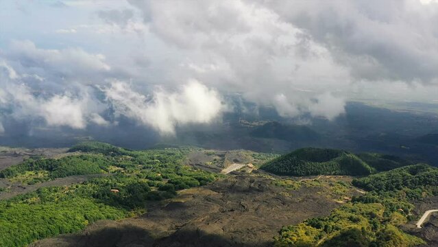 Aerial view of sloops on Mt. Etna, Sicily