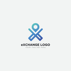 Obraz premium pin location X letter logo vector like people