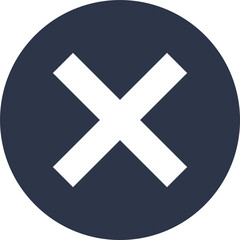 Cross mark icon in circle. Wrong signs in dark grey colors.