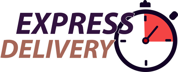 Express delivery with stopwatch icon concept for service, order, fast, free and worldwide shipping.