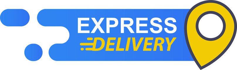 Express delivery with location pin icon concept for service, order, fast, free and worldwide shipping.