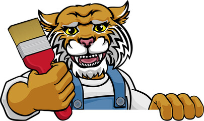 Wildcat Painter Decorator Holding Paintbrush