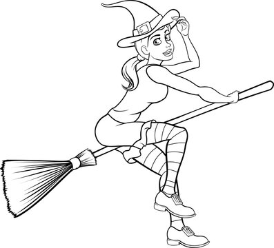 recommend clip art: Cartoon Halloween Witch Flying on her Broomstick