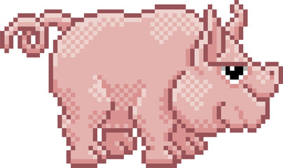 Pig Pixel Art Animal Retro Video Game Cartoon