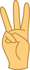 hand gesture number three symbol