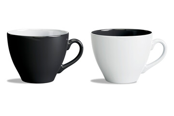 Blank Black and white coffee or tea mug mockup isolated on white background. 3d rendering.