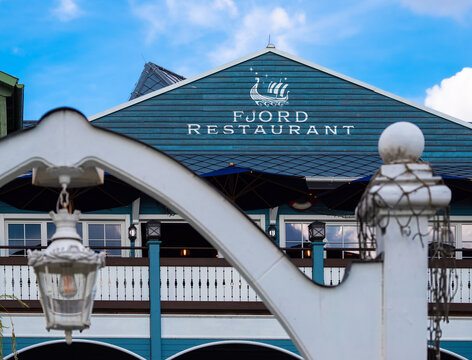 Rust, Germany - September 1, 2022: Fjord Restaurant in Europa-Park, the largest theme park in Germany, and the second most popular theme park in Europe
