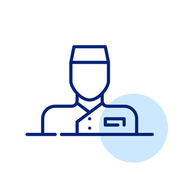 Hotel Reception Administrator Or Building Doorman. Pixel Perfect, Editable Stroke Line Icon