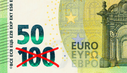 Der Wert von 100 Euro Schein ist halbiert - Grassierende Inflation in der EU