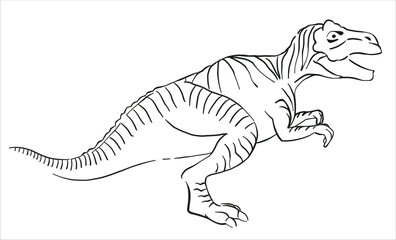 T-Rex Dinosaur. Illustration in black and white style. The contour line. Vector for coloring.