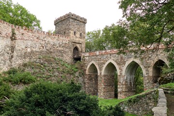 Fototapeta na wymiar cornštejn castle ruin at dyje river in czechia
