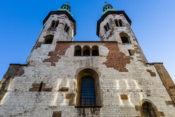 Fototapeta na wymiar Church of St. Andrew, Romanesque church in the Old Town district, Kraków, Poland.