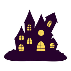 vector illustration of haunted house, halloween castle