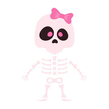 halloween vector illustration of cute skeleton isolated