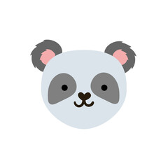 Fototapeta premium Hand drawn cute panda. Childish animal white bear with grey eyes and pink ears.